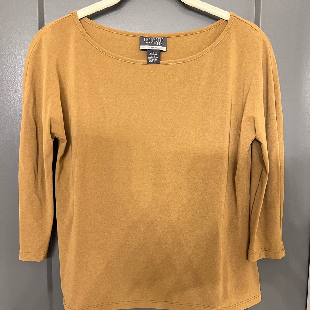 Lafayette 148 New York Women's Camel Blouse size petite. Career, office